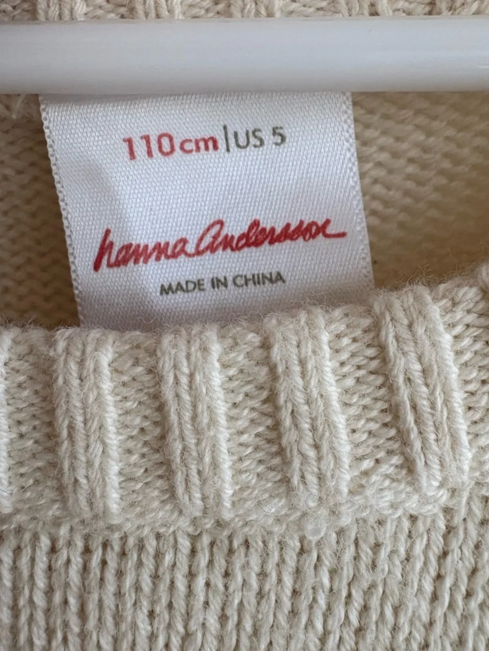 Hanna Anderson Storyteller Merino Wool Blend Sweater Dress Floral Cream Size 5